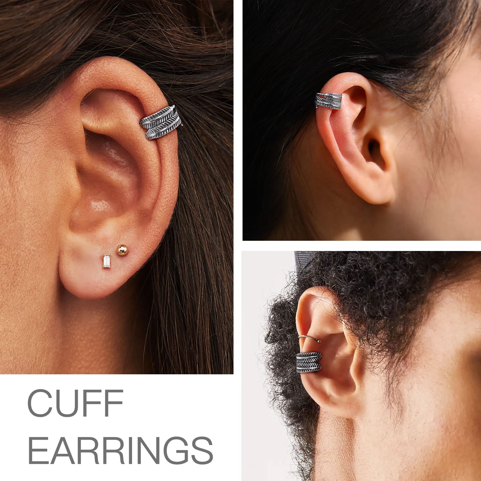 Suplight 925 Sterling Silver Non-Piercing Helix Ear Cuff - Clip on Cartilage Wrap Earrings for Women & Teens | Trendy Boho Style for Parties, Weddings & Everyday Wear