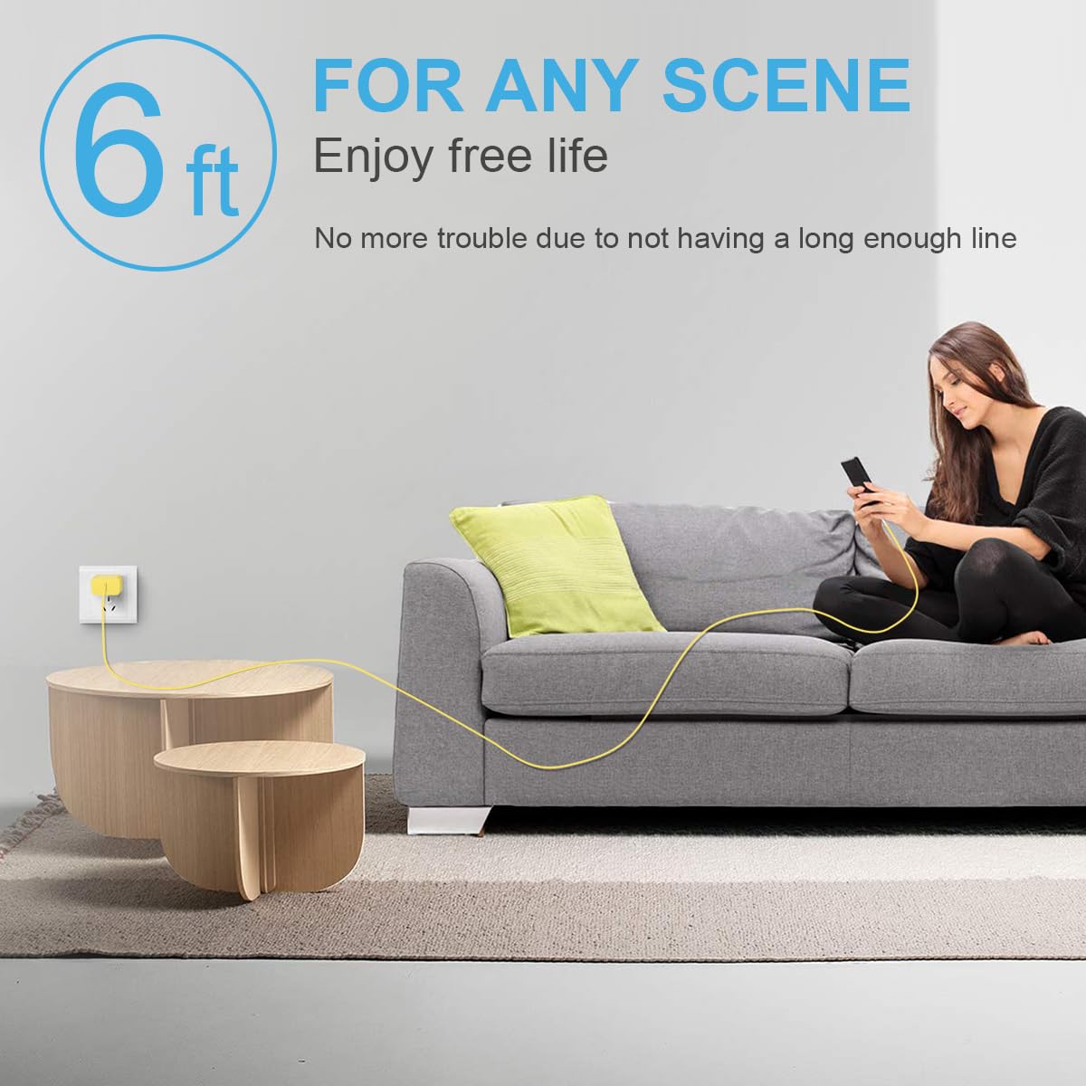 20W PD USB C Fast Charger with 6FT Cable - Compatible with iPhone 14/13/12/11/Pro/Max/Mini/Xs, iPad - Yellow - Perfect for Home, Office & Travel Charging