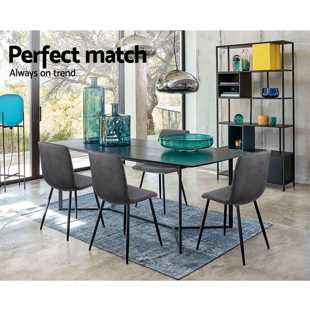 Modern Dining Chairs Set of 4 - Mid Century Style Wooden Kitchen Chairs with Upholstered Seats - Perfect for Dining Room, Kitchen, Breakfast Nook & Home Decor