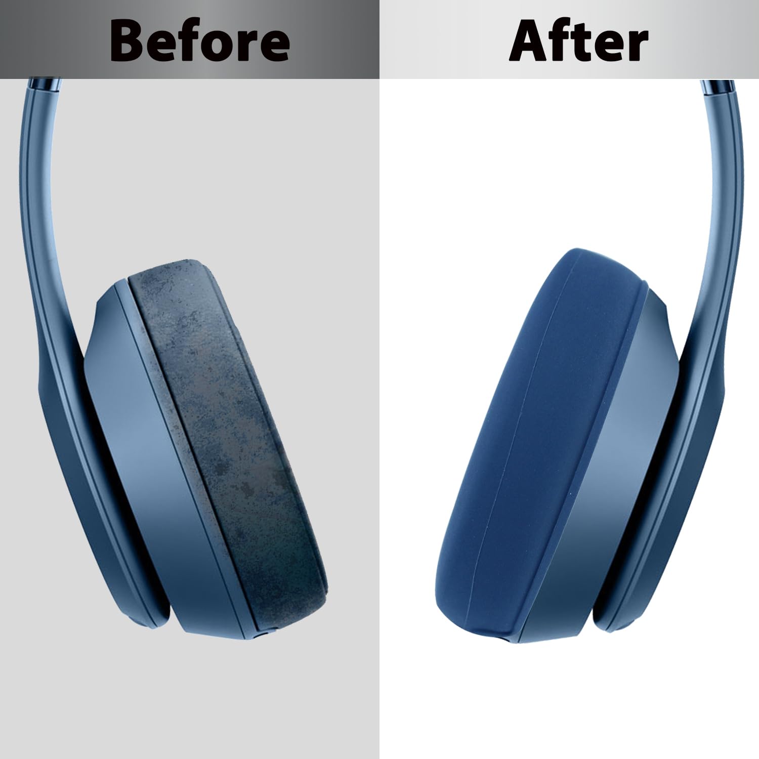 Adhiper Washable Silicone Ear Pads Cover for Beats Solo 4 Wireless On-Ear Headphones - Sweatproof Protective Earpad Covers Accessories (Blue) - Perfect for Workouts, Running & Travel