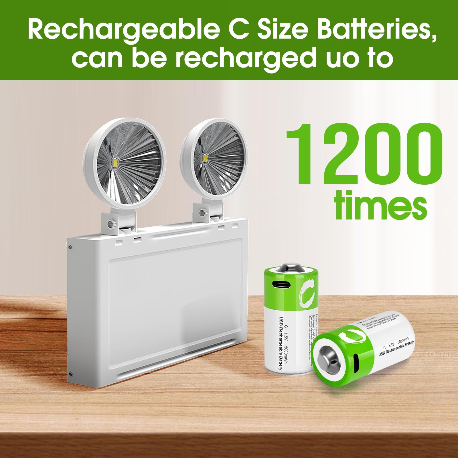 8 Pack Rechargeable C Batteries with Charger - 1.5V LR14 Lithium C Cell Batteries 5000mWh - Long Lasting Power for Flashlights, Toys, Radios, Remote Controls & Emergency Kits - Perfect for Camping, Home Use and Power Outages