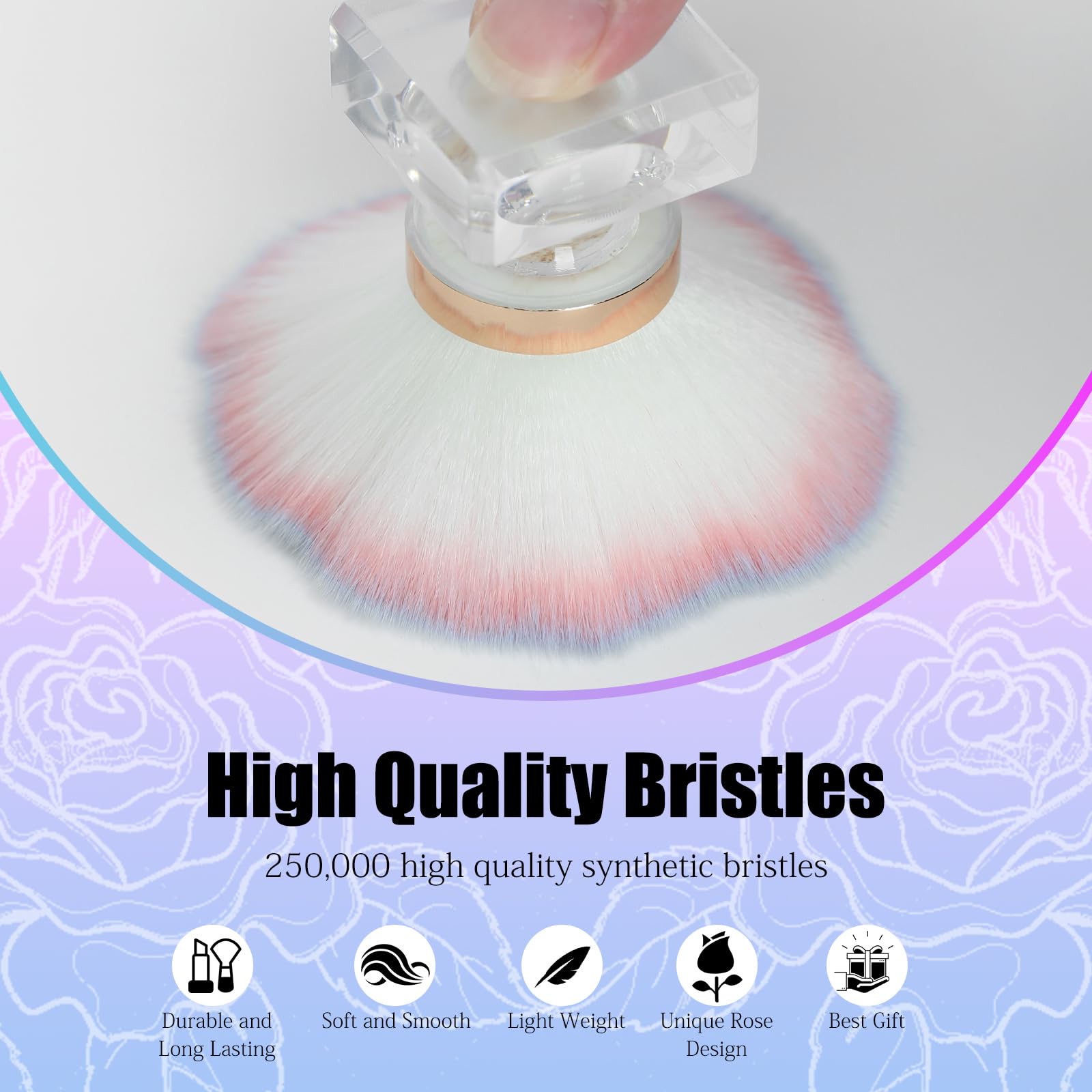 Pink Nail Dust Brush - Rose Powder Remover for Nail Art & Makeup - Salon & Home Use