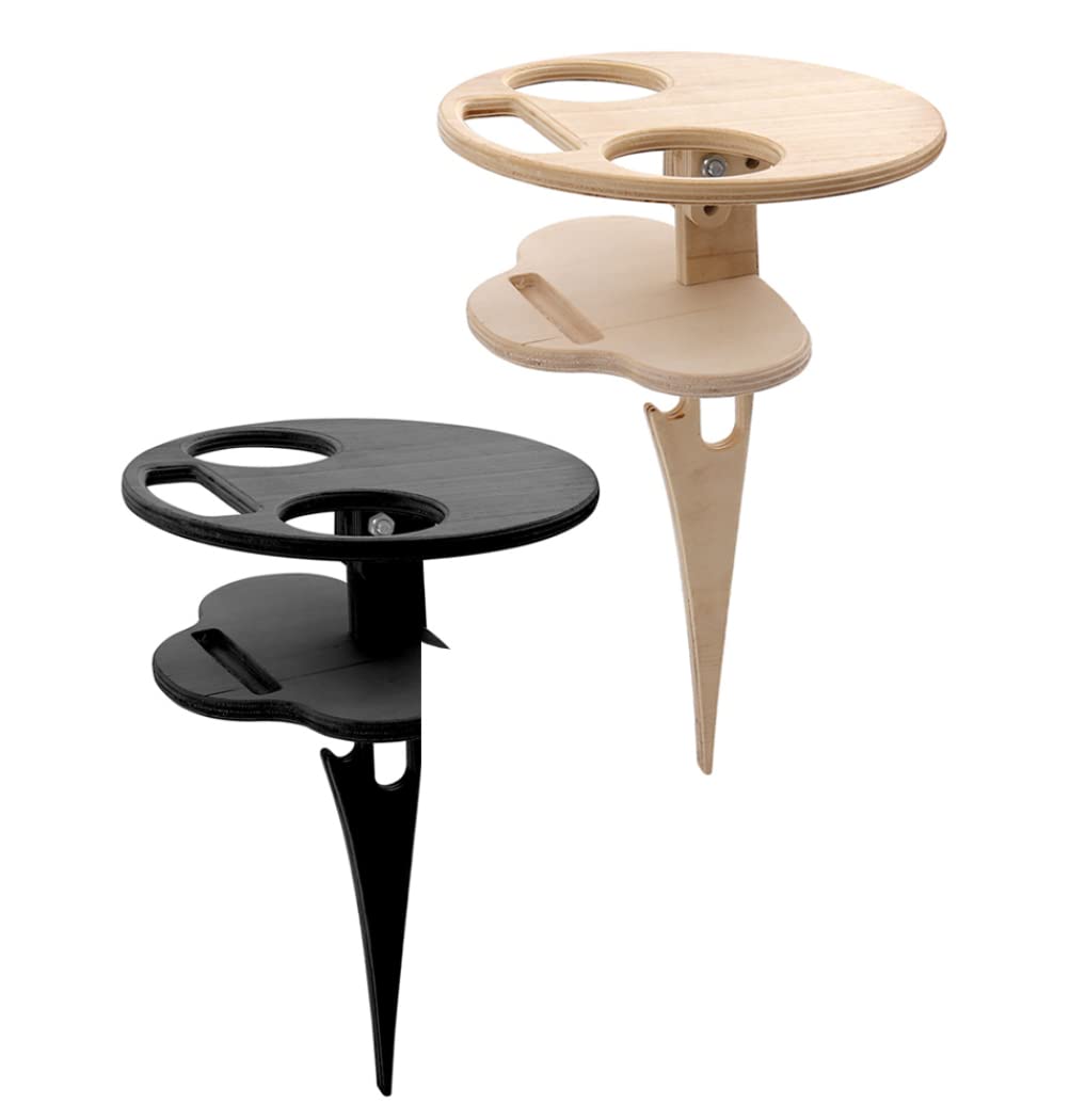 Portable Folding Picnic Table with Double Layer Wine Glass Rack - Outdoor Dining Set for Garden, Camping, Beach & Travel - Khaki Color