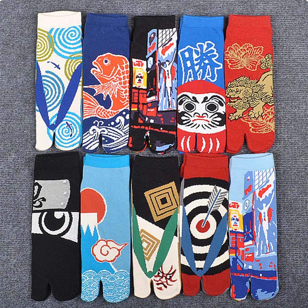 Japanese Style Kimono Sandal Split Toe Tabi Socks - Ninja Geta & Geisha Socks for Men - Comfortable Traditional Footwear for Cosplay, Martial Arts & Cultural Events