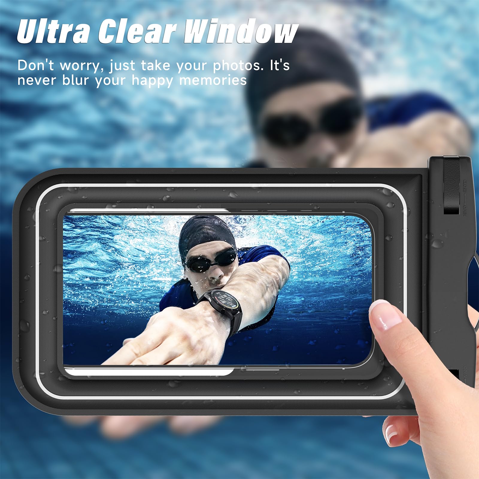 Waterproof Phone Pouch 2 Pack - IP68 Floating Dry Bag Case for iPhone 16 Pro Max/15 Pro & Galaxy S24/S23 with Adjustable Lanyard (Black & White) - Perfect for Beach, Swimming, Cruise, Kayaking and Water Sports