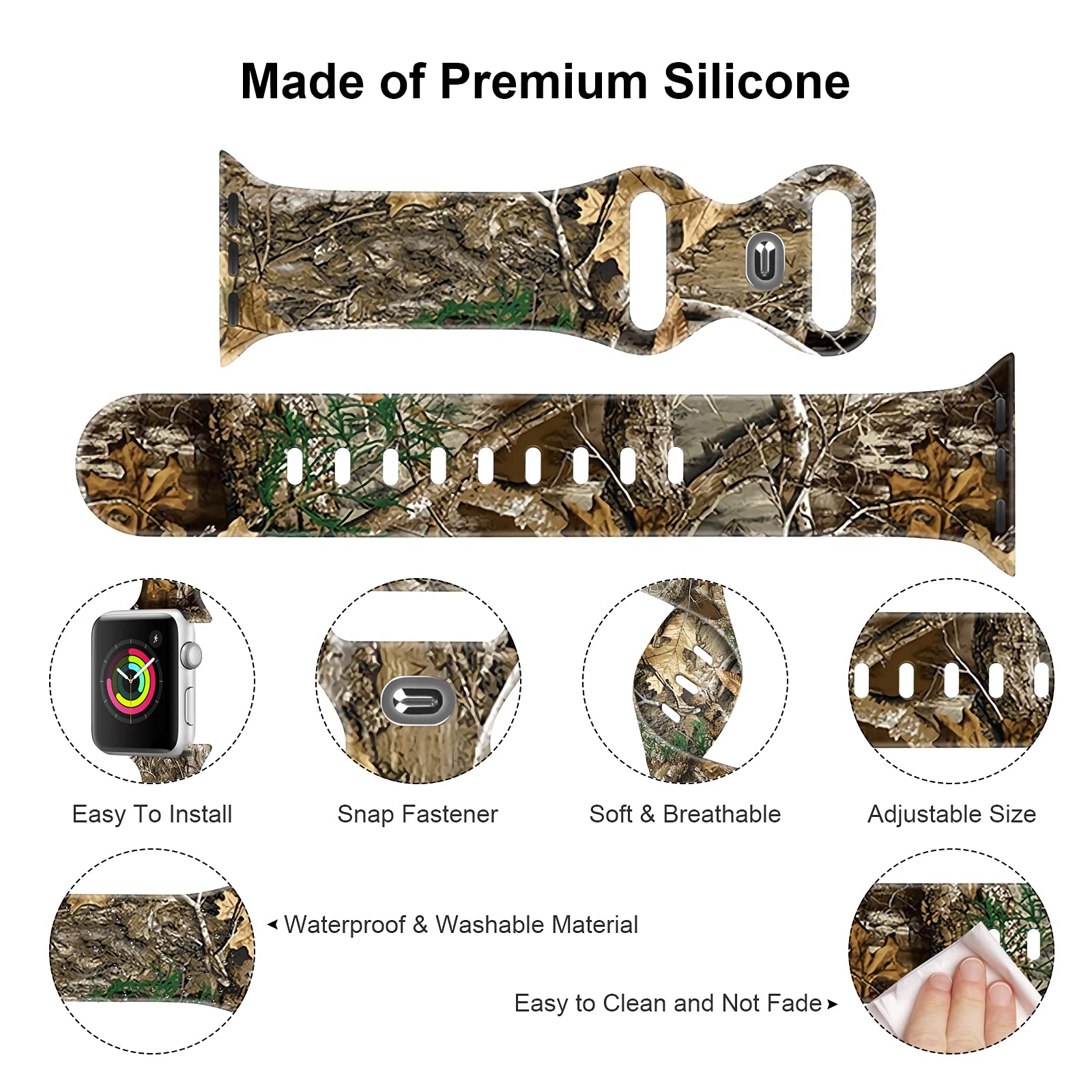 Soft Silicone Apple Watch Bands 38mm/40mm/42mm/44mm - Sport Replacement Strap for iWatch Series 6/5/4/3/2/1/SE - Breathable & Comfortable Wristband for Men & Women - Perfect for Running, Gym & Daily Wear
