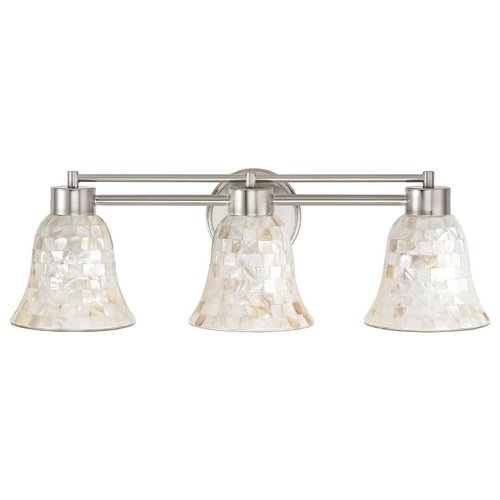 Satin Nickel Bathroom Light Fixture with Mosaic Glass Shade - Perfect for Vanity, Powder Room & Spa-Style Bathroom Decor