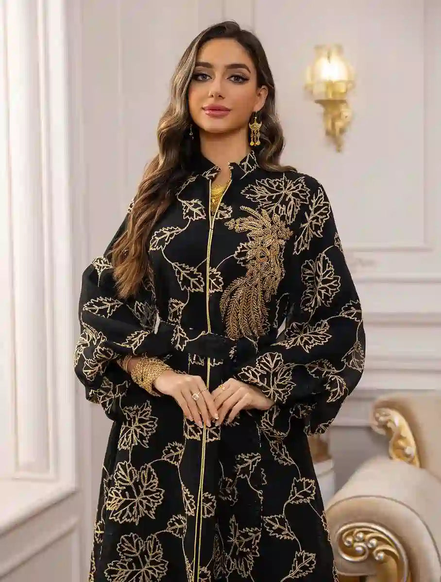 Elegant Eid Sequins Burn Out Doris Caftan Kaftan Dress for Women - Perfect for Holiday Parties, Weddings & Special Occasions #25087