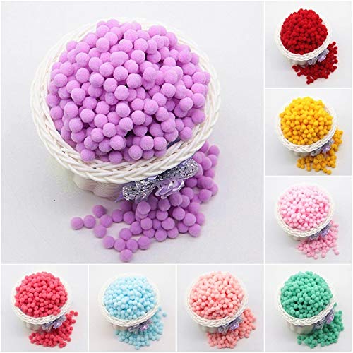 Dalab Mini Fluffy 8mm White Pom Poms - Soft Round DIY Craft Pompoms for Sewing, Kids Toys, Home Decor, Gift Wrapping & Party Supplies (20g, 16-Pack)