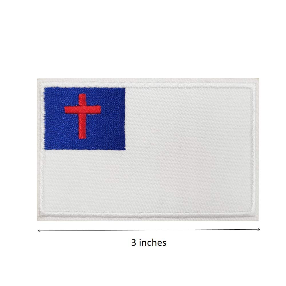 Christian Flag Embroidered Iron On Patch - Religious Applique for Clothing, Bags & Hats | Perfect for DIY Crafts, Costumes & Faith-Based Events