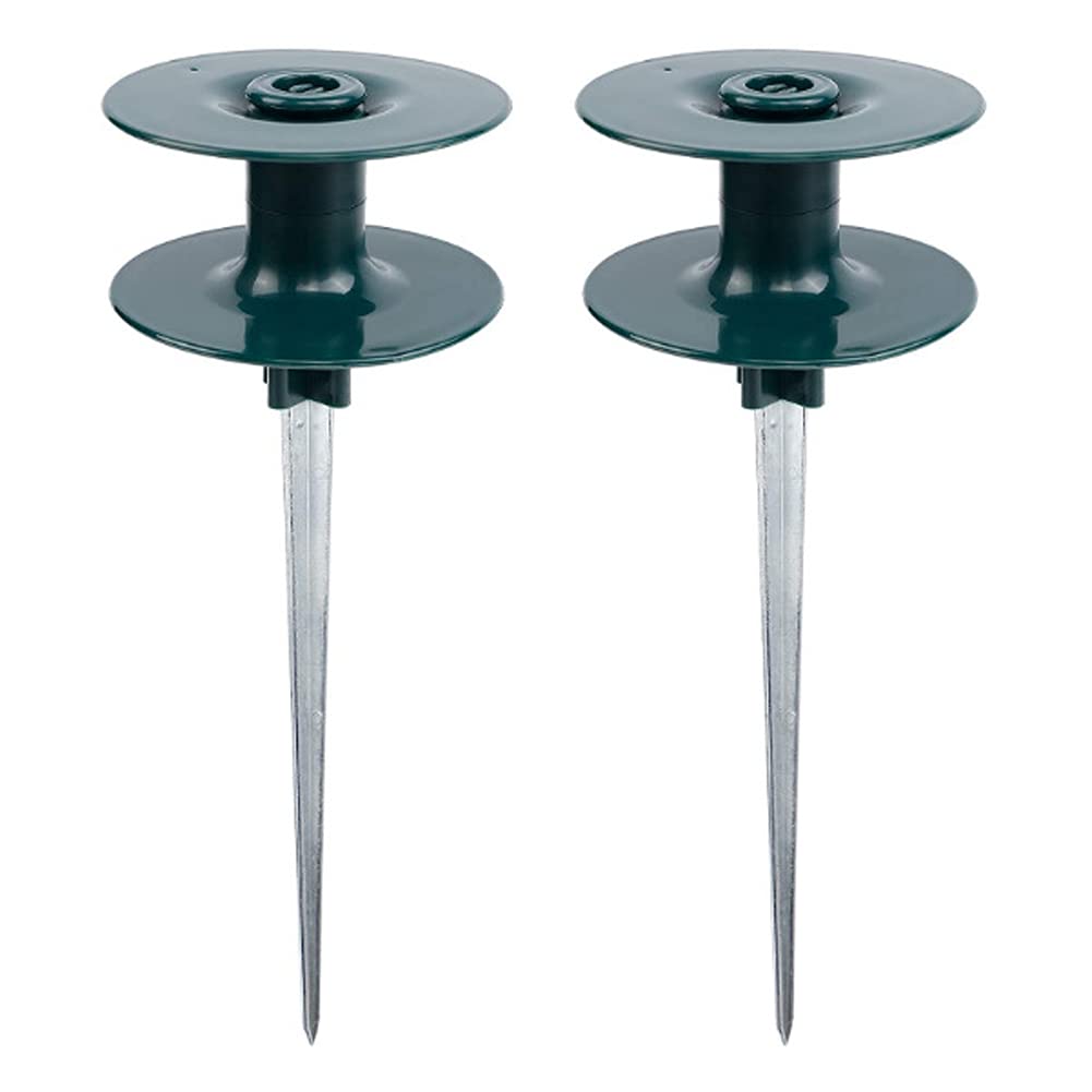 2-Pack Green Garden Hose Guide Spikes - Heavy Duty Hose Holder & Storage Stand for Yard, Lawn, and Outdoor Watering - Perfect for Organizing Garden Hoses, Sprinklers, and Water Pipes