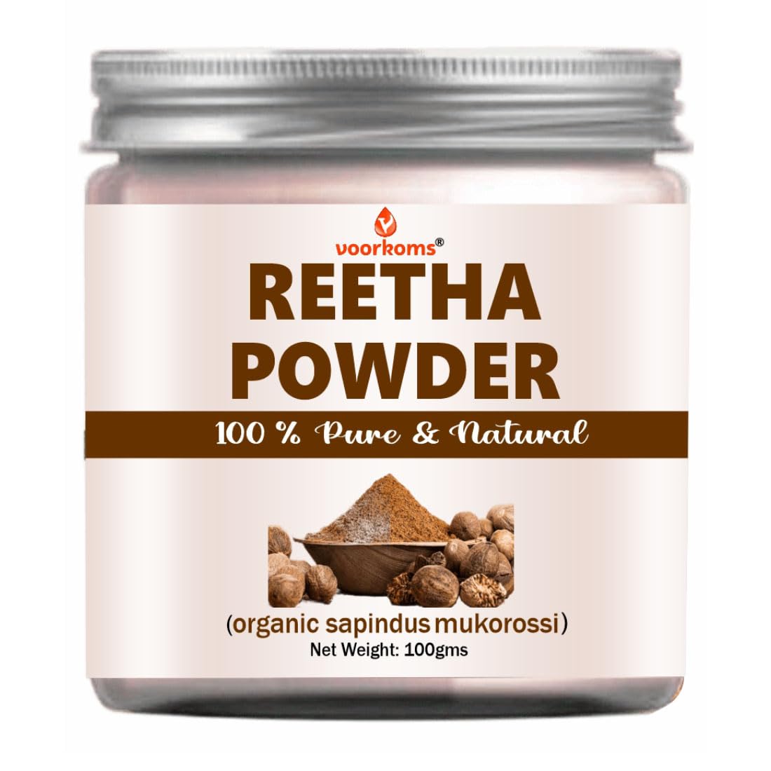 Organic Reetha Powder 100g - Natural Soapnut Hair Cleanser & Conditioner for Shiny, Healthy Hair - Chemical-Free Ayurvedic Treatment for Dandruff & Scalp Care - Perfect for DIY Hair Masks & Natural Shampoo