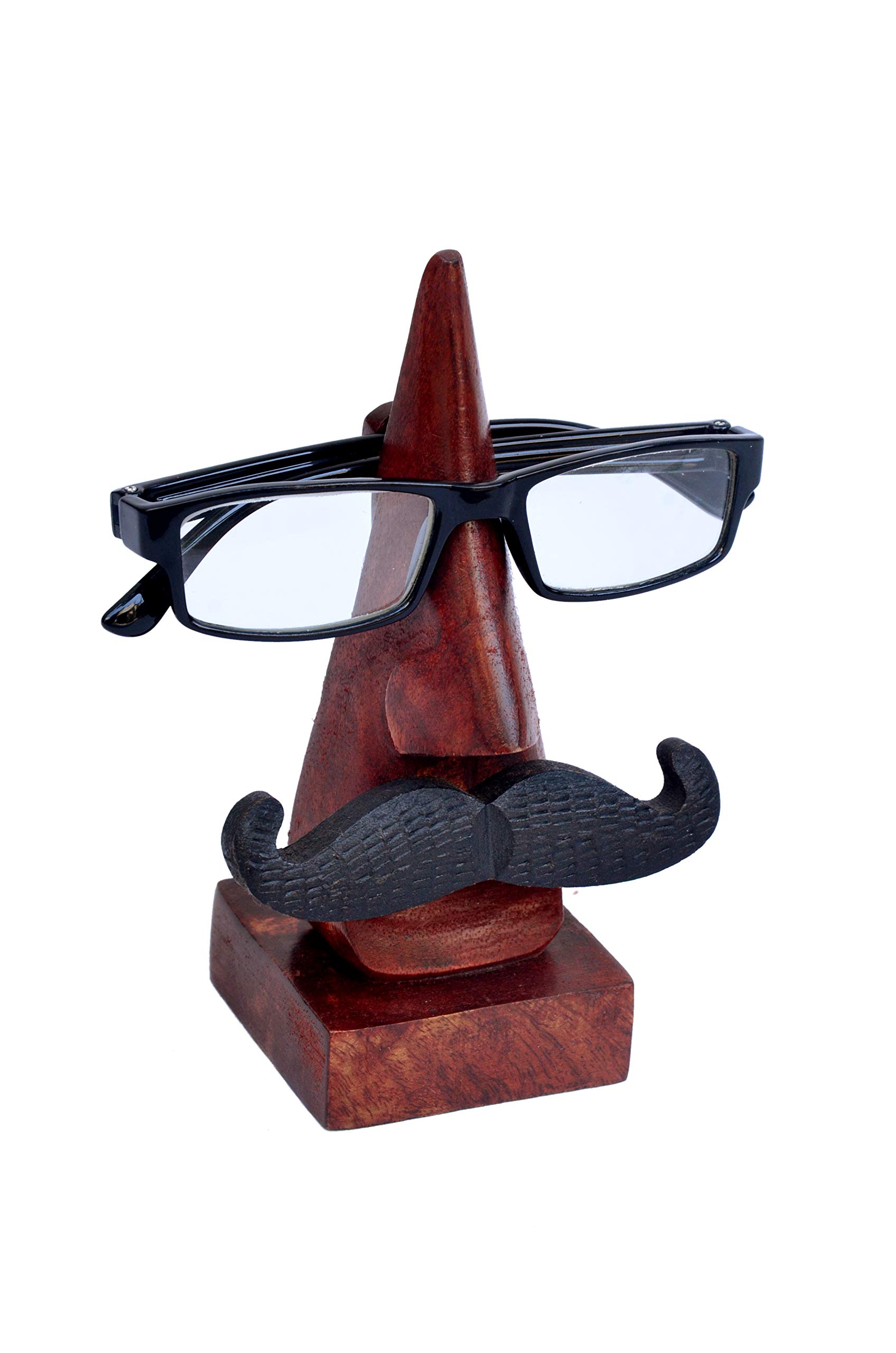 Funny Mustache Eyeglass Holder - Handmade Wooden Spectacle Stand with Quirky Nose Design | Unique Glasses Display Accessory for Home & Office Decor | Perfect Gift for Coffee Shops, Bedside Tables & Office Desks
