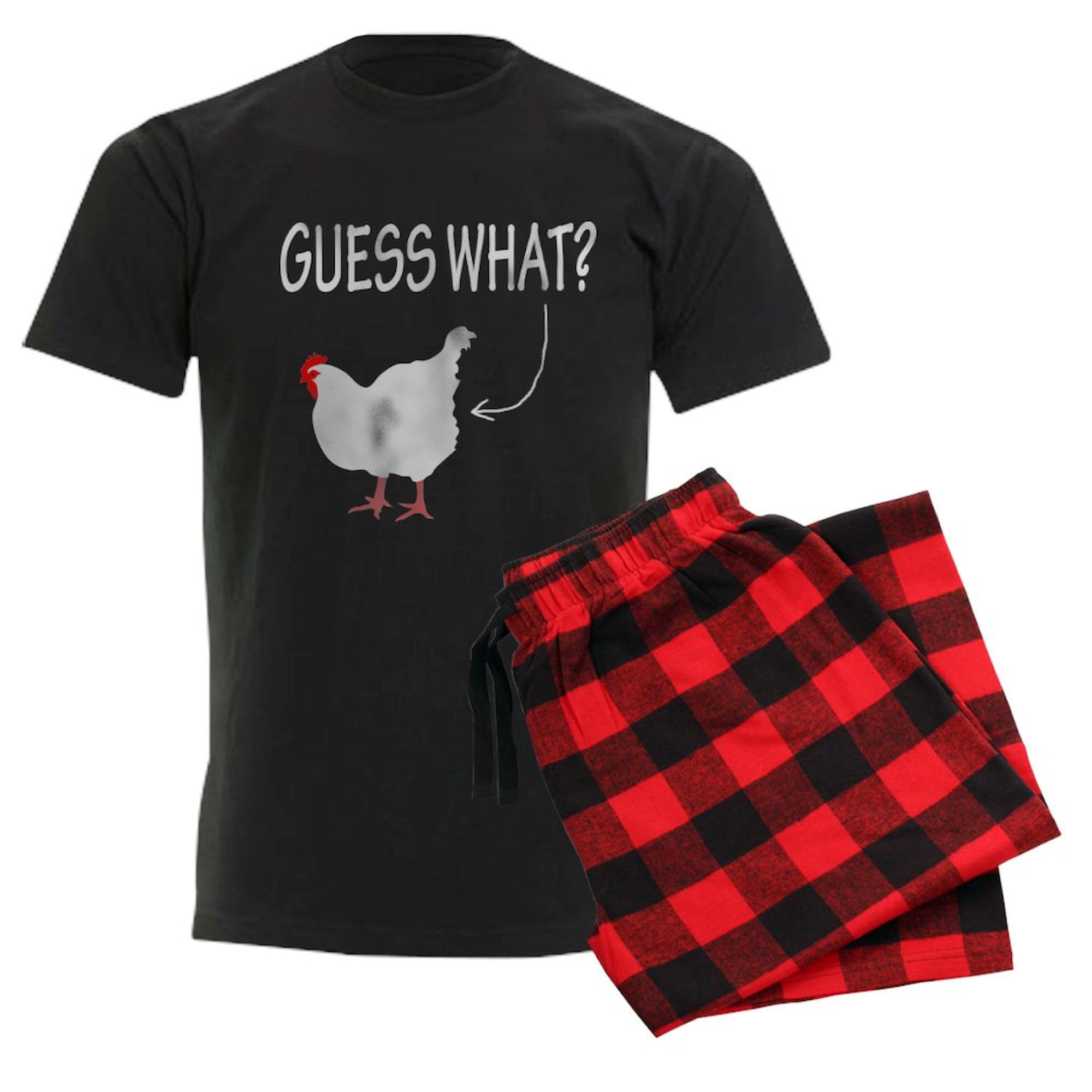 Guess What? Chicken Butt! Funny Men's Pajama Set - Comfortable Cotton Sleepwear for Lounge & Sleep - Novelty PJS for Relaxing at Home, Gifts & Parties