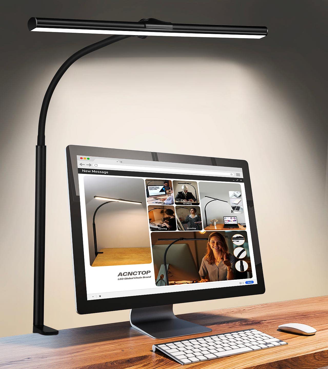 ACNCTOP Adjustable LED Desk Lamp - 25 Lighting Modes, Flexible Gooseneck, Eye-Caring Architect Task Light for Office, Home, Workbench | Perfect for Drafting, Reading, Studying & Night Work