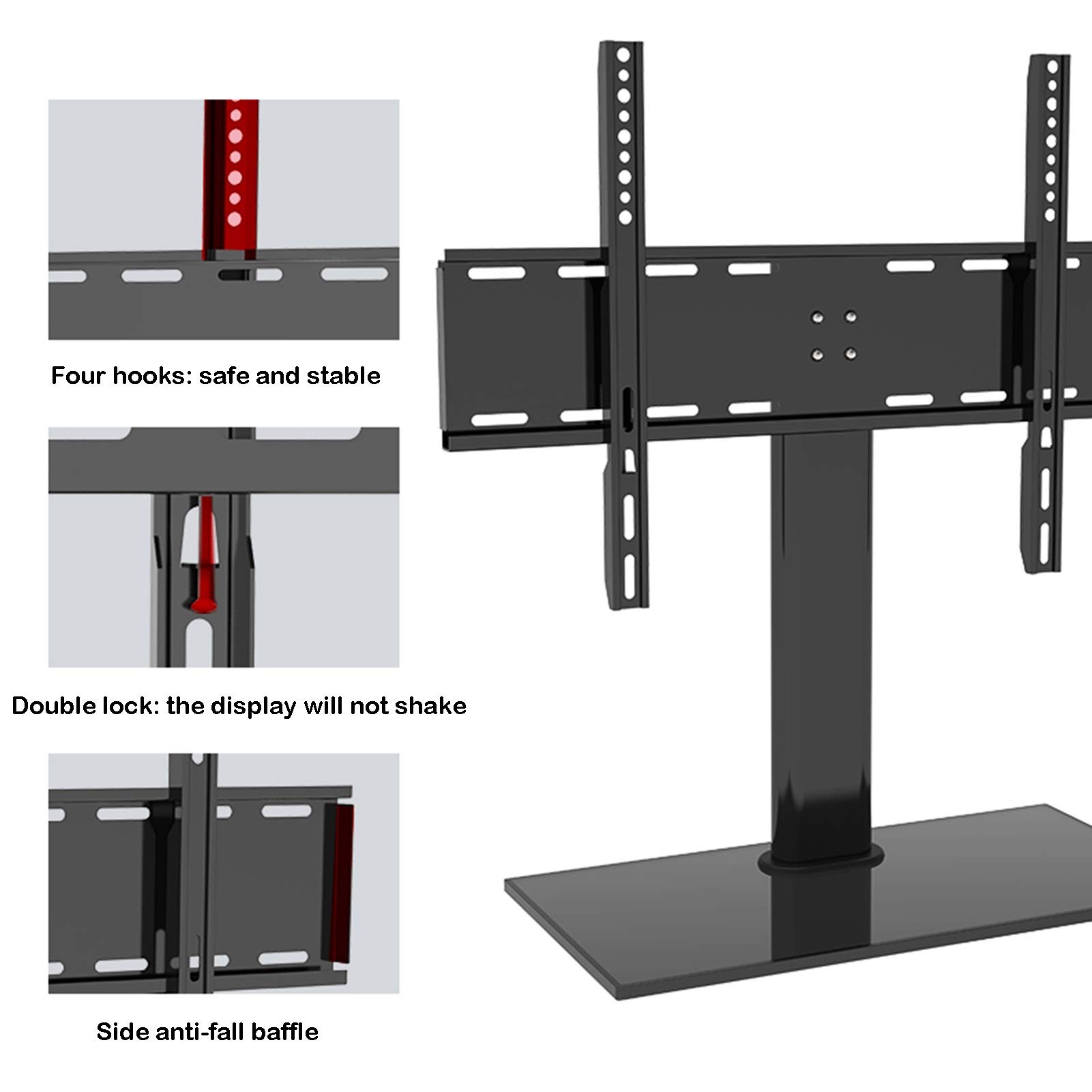 LIU Wall-Mounted and Desktop Dual-Purpose TV Bracket for 32-65 Inch TVs - Height Adjustable with Max VESA 600x400mm - Perfect for Living Room, Bedroom, and Office Setup