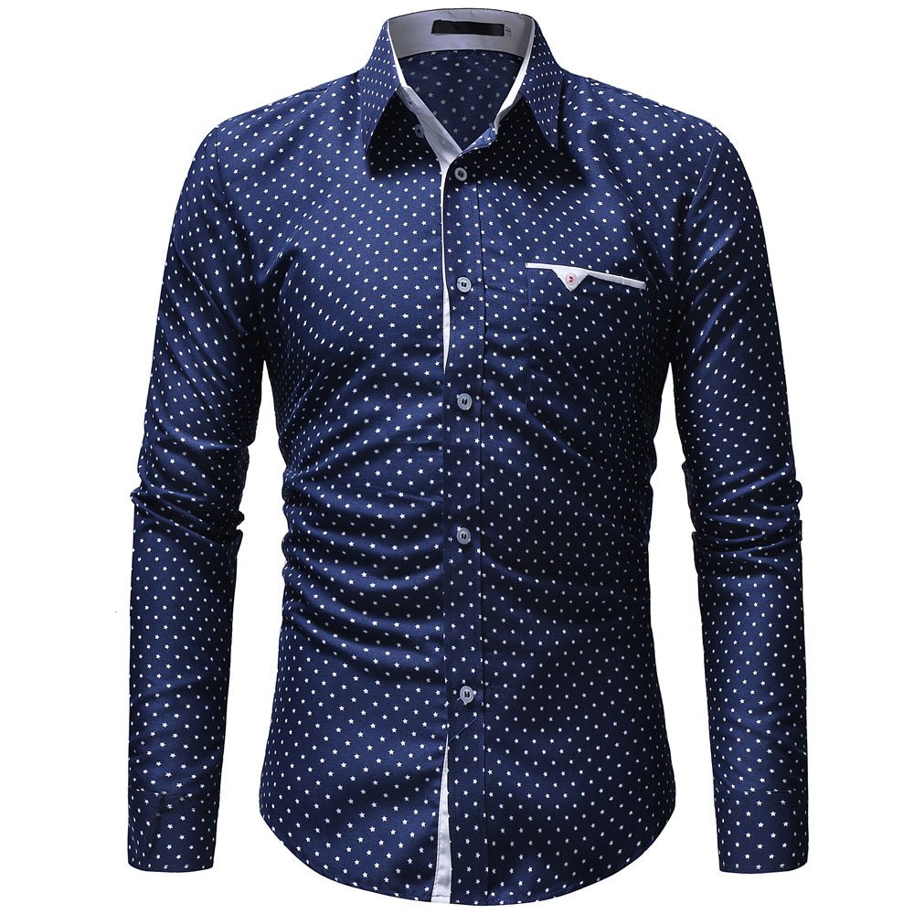 WUAI Men's Slim Fit Long Sleeve Dress Shirt - Paisley Printed Cotton Business Casual Button Down Shirt for Office, Wedding & Formal Occasions