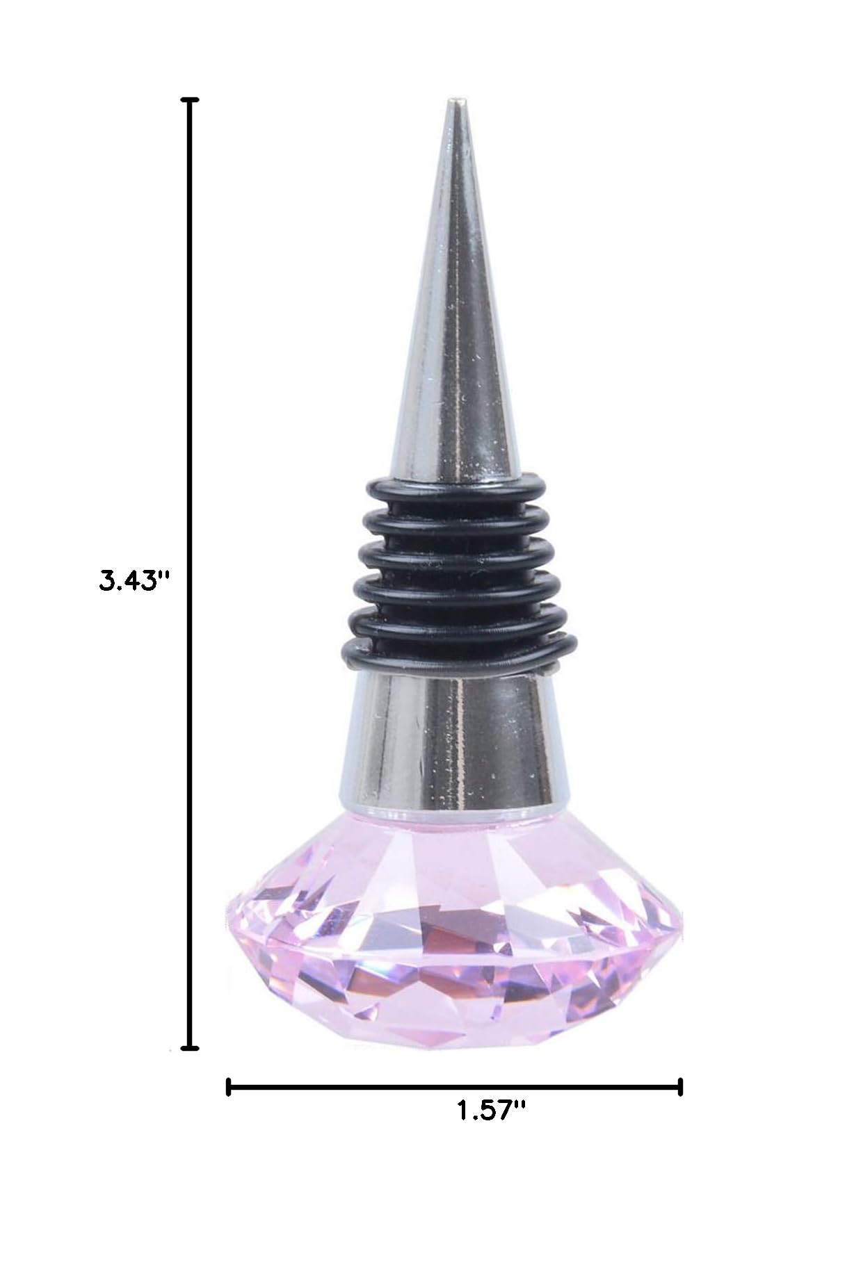 1 Pc Crystal Diamond Top Metal Leakproof Wine Stopper - Reusable Bottle Cork Plug for Wine, Champagne & Beverage Bottles - Elegant Pink Wine Accessory for Parties, Gifts & Home Bar Decor