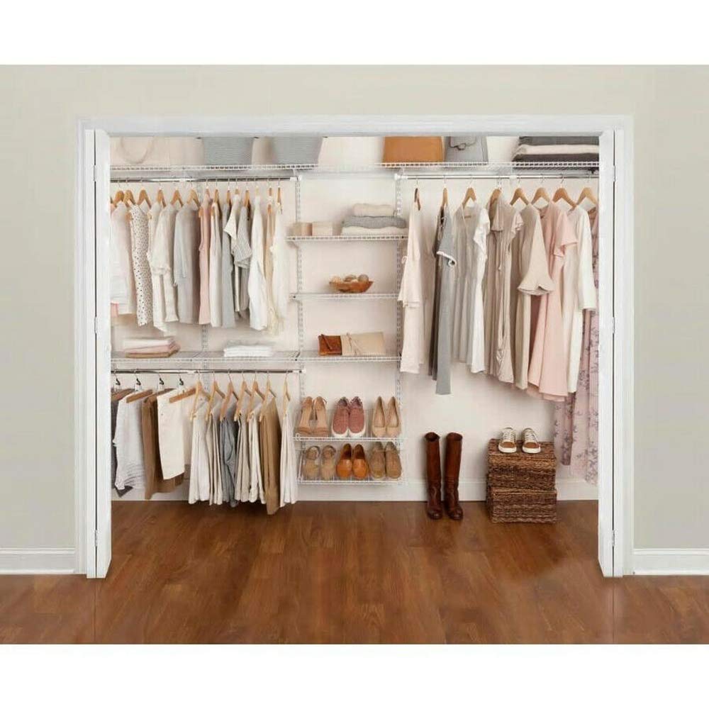 Rubbermaid Configurations Custom Closet Kit - 6 to 10 Ft Adjustable Metal Wire Shelving System with White Finish | Expandable Storage Solution for Home Organization | Perfect for Closet, Pantry, Laundry Room & Mudroom Organization | Includes All Hardware for Easy Installation