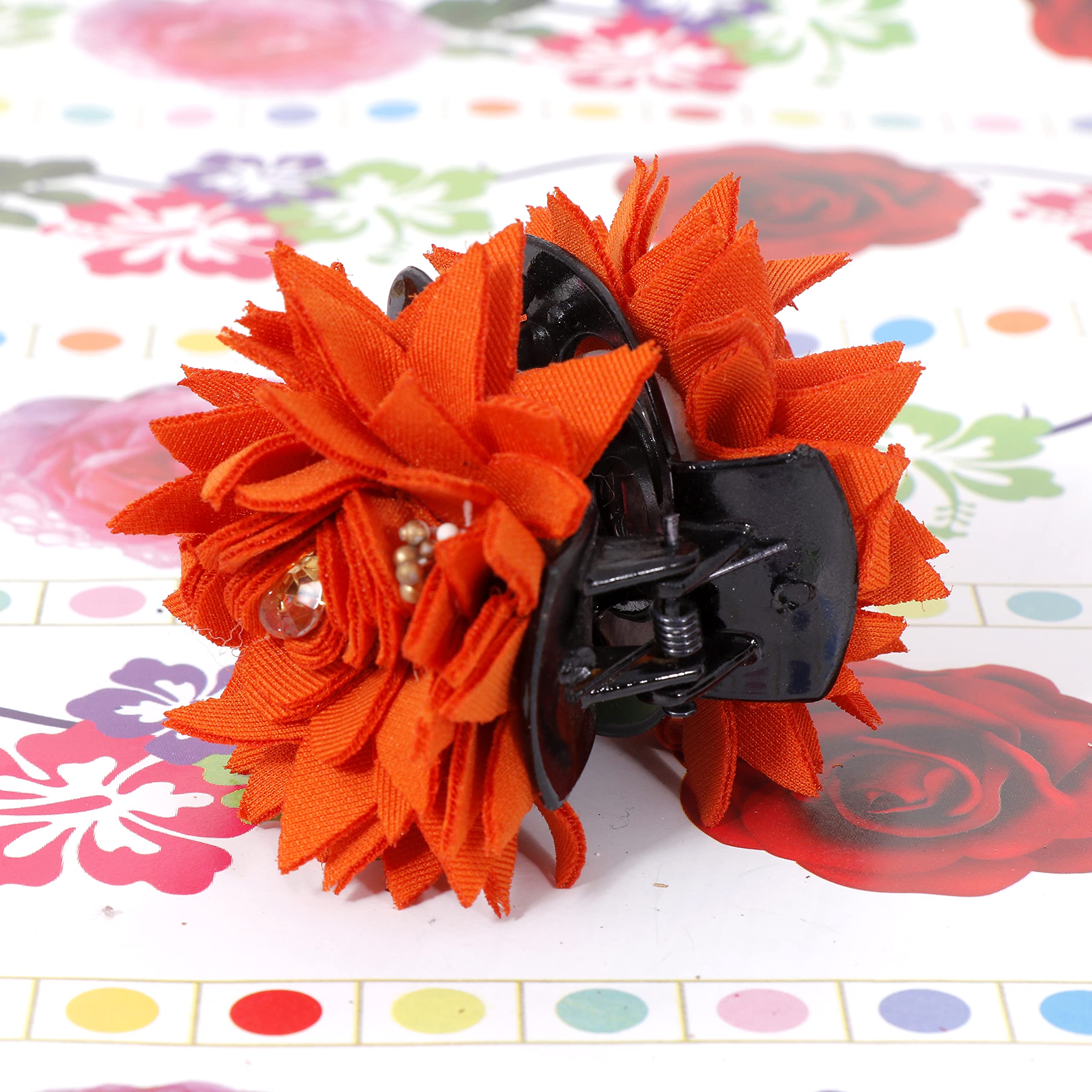 Honbon Hair Claw Clips - Women's Floral Beaded Hair Clips for Styling (Pack of 1) | Perfect for Updos, Ponytails & Everyday Hair Accessories