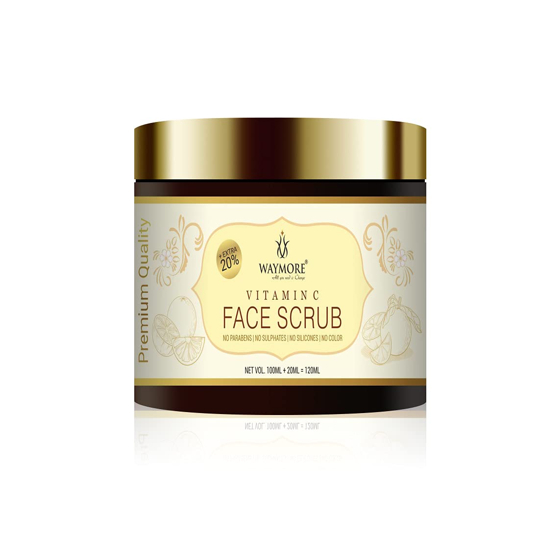 WAYMORE Vitamin C Face Scrub Cream - Brightening Exfoliator for Glowing Skin, 120ml (Pack of 1) | Gentle Cleansing for Dullness & Dark Spots | Perfect for Daily Skincare Routine & Pre-Makeup Prep