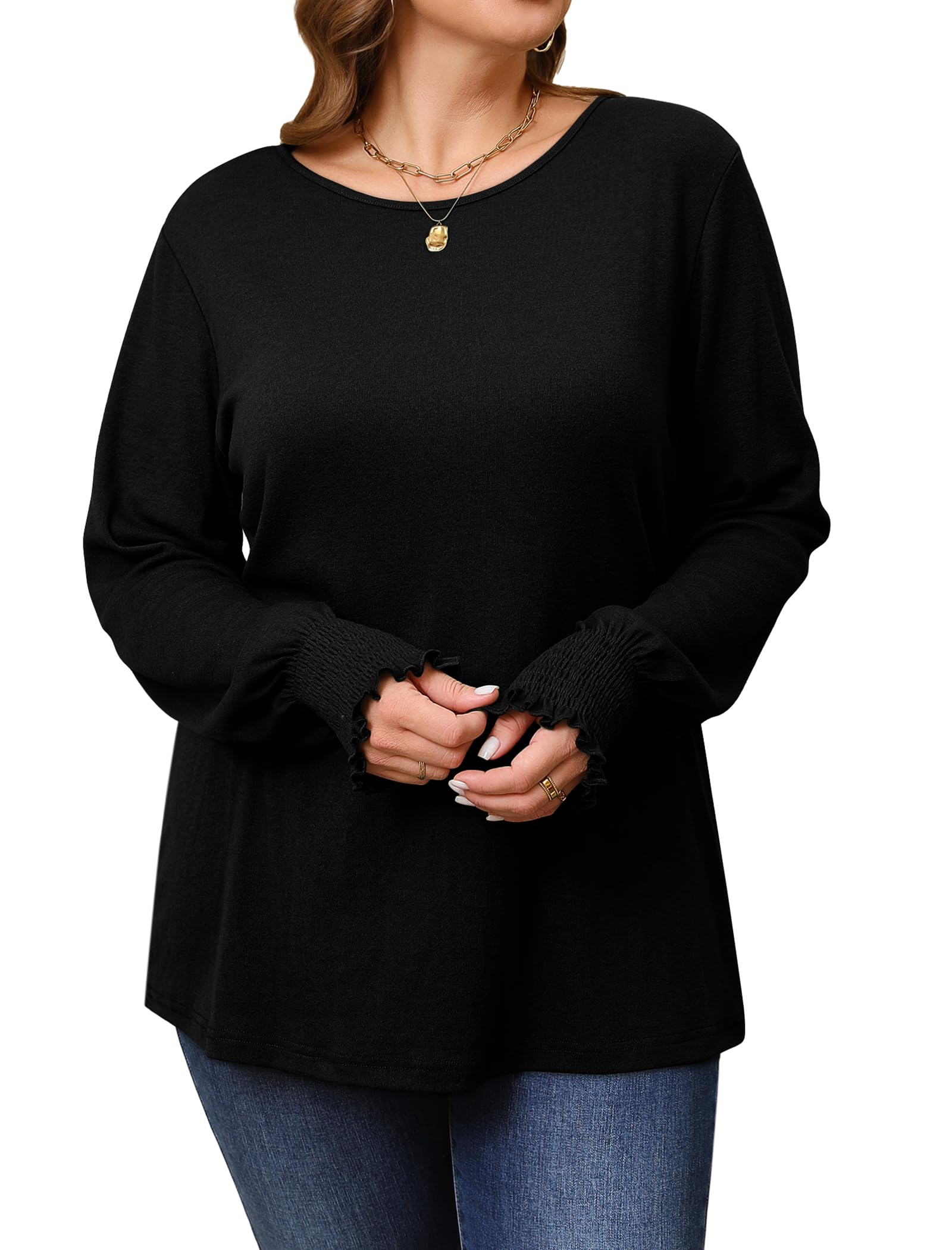 Women's Long Sleeve Ruffle Tunic Tops - Casual Loose Blouse Shirts for Women | 2024 Fashion Trendy Tops for Work, Date Night & Everyday Wear