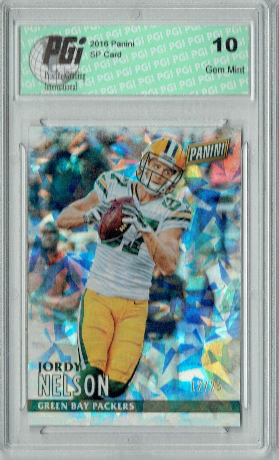 2016 Panini Jordy Nelson #19 Cracked Ice SP Limited Edition PGI 10 Graded Football Card - Only 25 Made - Collectible Sports Memorabilia for Fans & Investors