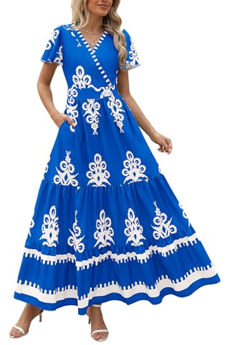 Floral Royal Blue White