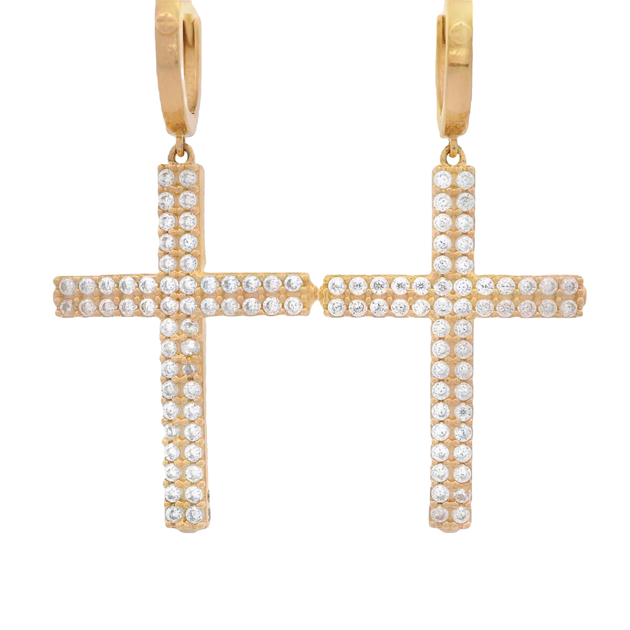 14K Gold Cross CZ Hoop Earrings for Women - Elegant Cubic Zirconia Religious Jewelry - Perfect for Church, Weddings & Everyday Wear - JTJ™