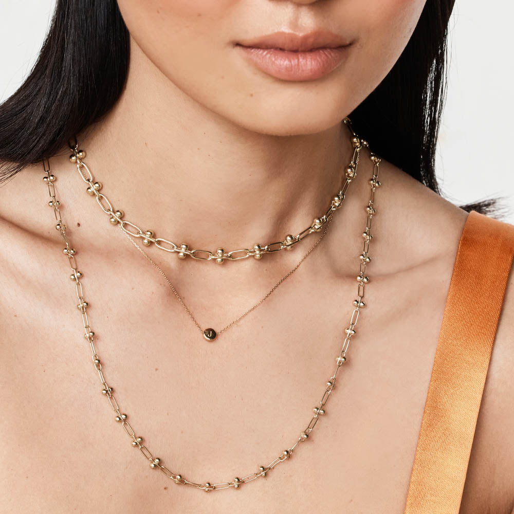 Gold Bauble Paperclip Chain Necklace - Trendy Layering Jewelry for Women, Perfect for Everyday Wear & Special Occasions