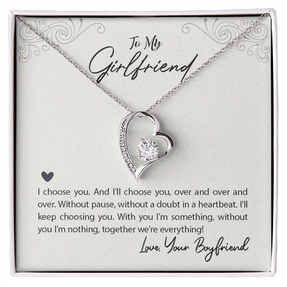 Forever Love Necklace for Girlfriend - White or Yellow Gold Romantic Gift from Boyfriend | Perfect for Anniversaries, Valentine's Day & Special Occasions