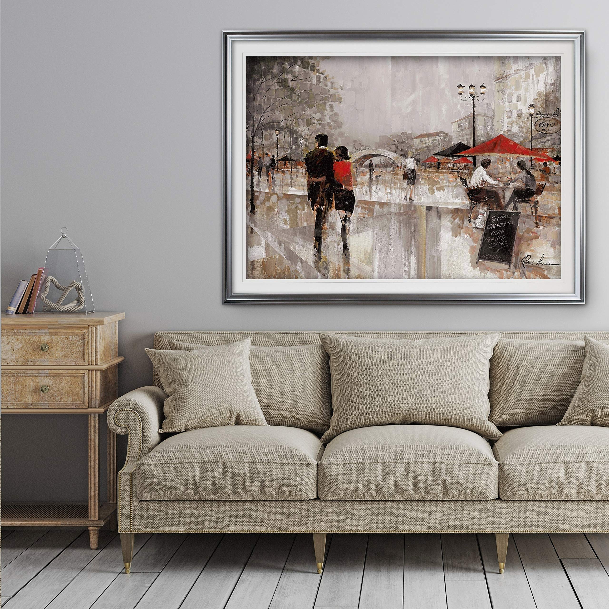 WEXFORD HOME Riverwalk Charm - Premium Oversized Gold Framed Wall Art Print for Living Room, Bedroom & Office Decor