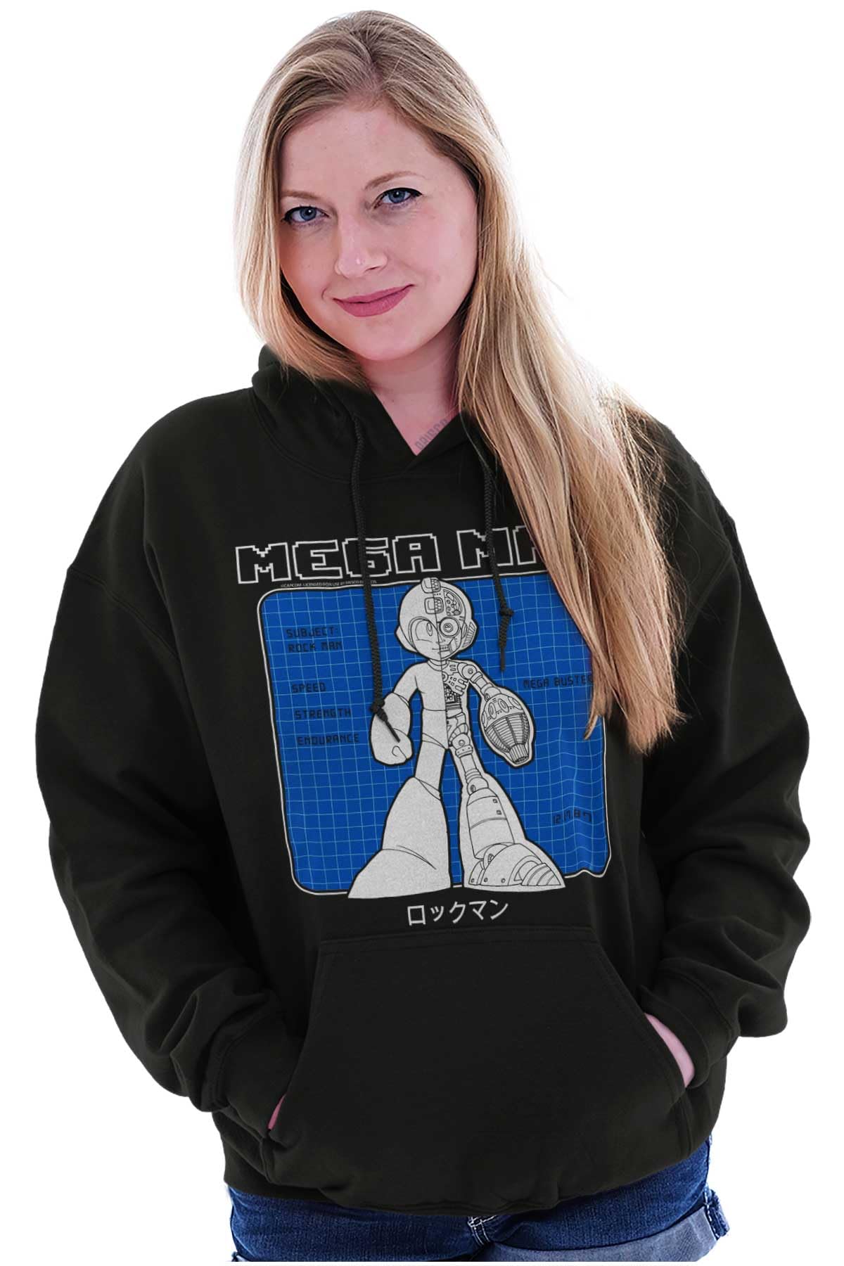 Brisco Brands Mega Man Video Game Robot Hoodie - Unisex Sweatshirt for Men & Women | Perfect for Cosplay, Gaming & Casual Wear