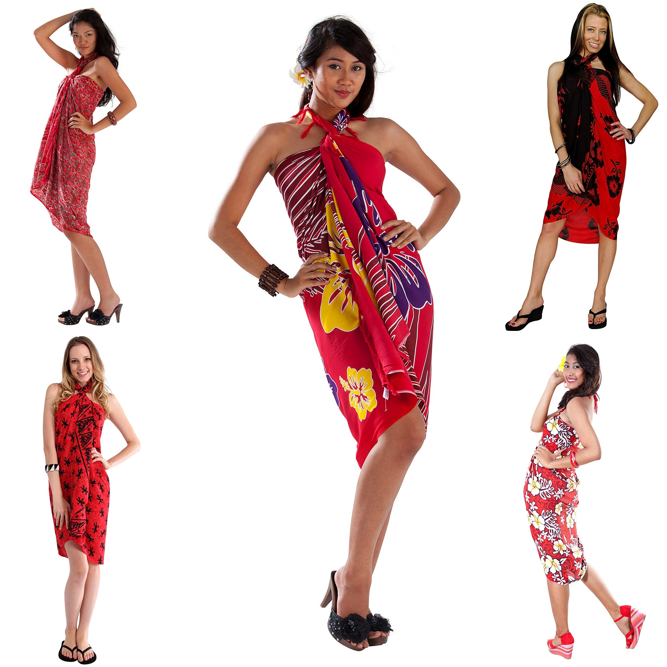 1 World Sarongs - Women's Swimsuit Cover-Up Sarong & Shell Bracelet Set - Perfect for Beach, Pool, Vacation & Summer Outfits