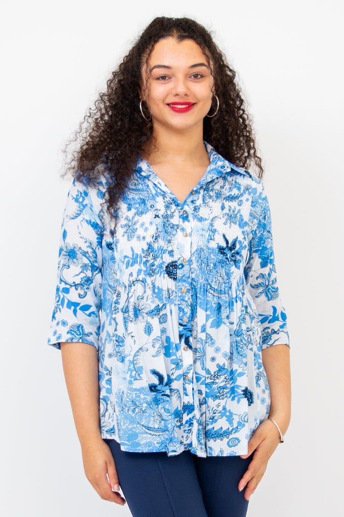 Crysiko Women's 3/4 Sleeve Blouse - Flowy Casual Tops for Work & Everyday Wear | Office Outfits & Weekend Style