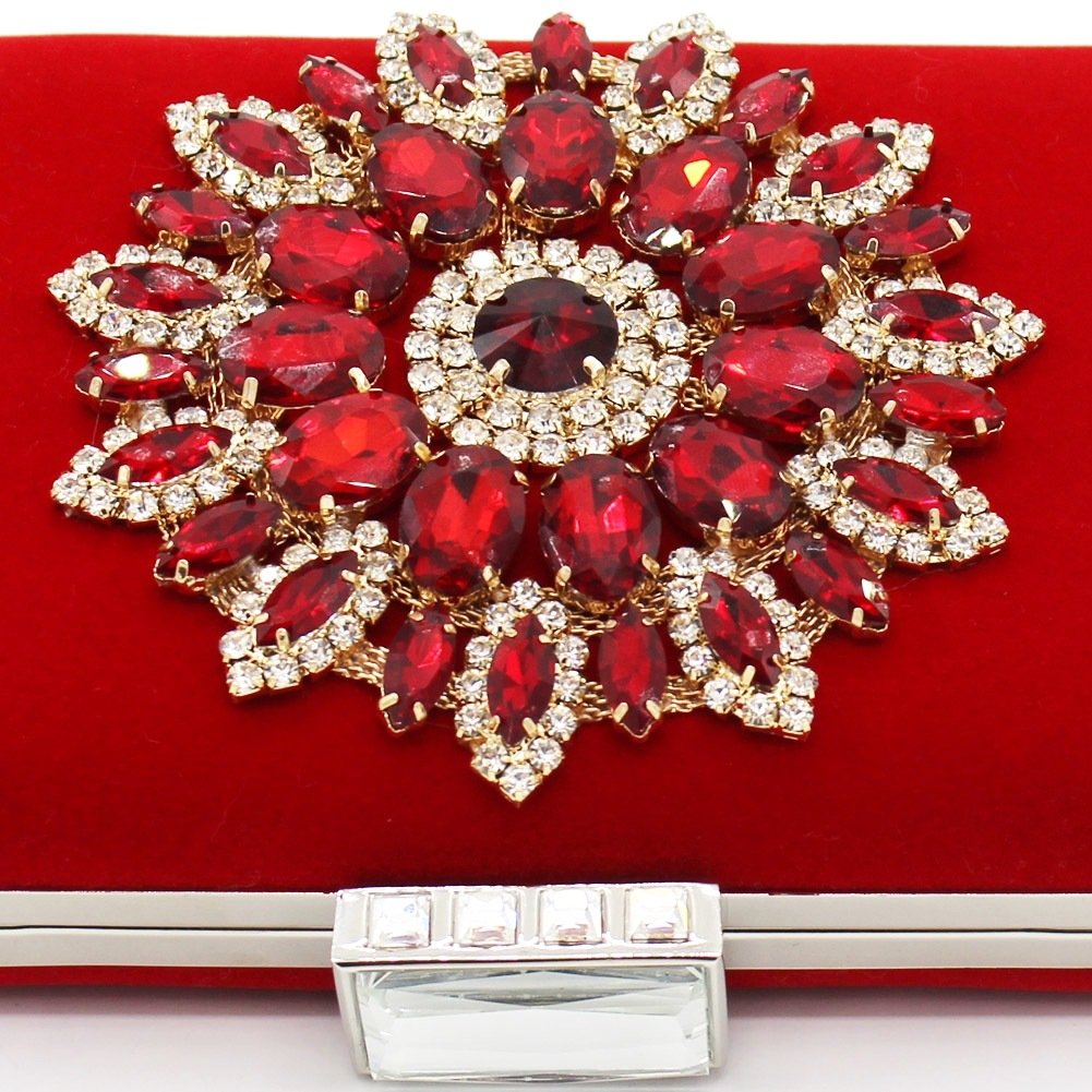 Shiratori Glitter Rhinestone Floral Evening Clutch Purse - Elegant Wedding Party Handbag for Brides, Prom & Special Occasions