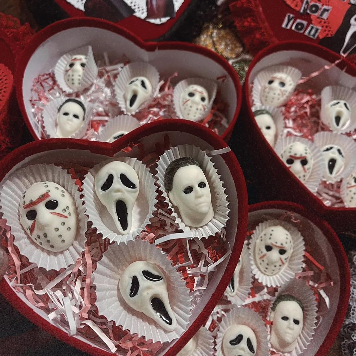 Premium 6-Cavity Halloween Silicone Chocolate Molds - Scary Movie Character Heads for DIY Chocolate, Candy, Soap, Pudding & Jelly Making - Perfect for Halloween Parties, Baking Gifts & Spooky Treats
