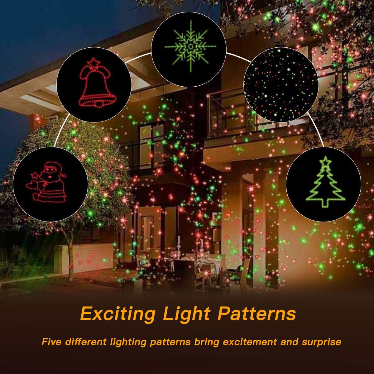 Outdoor Christmas Lights Projector - Waterproof Laser Light Show with Remote Control for Holiday Decorations | Perfect for Front Yard, Garden, and Farmhouse Christmas Displays