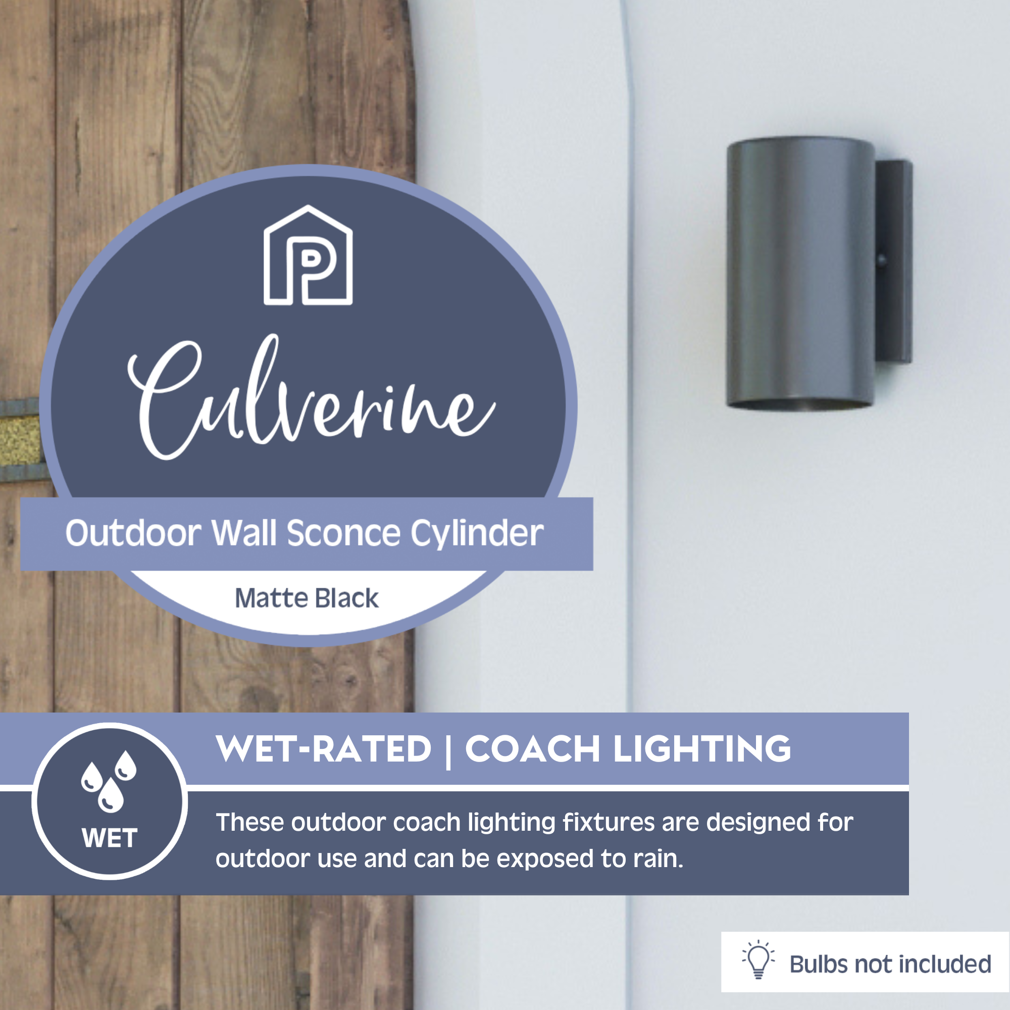 Matte Black Wet Rated Coach Light by Culverine - Outdoor Wall Sconce for Porch, Patio & Garden Lighting