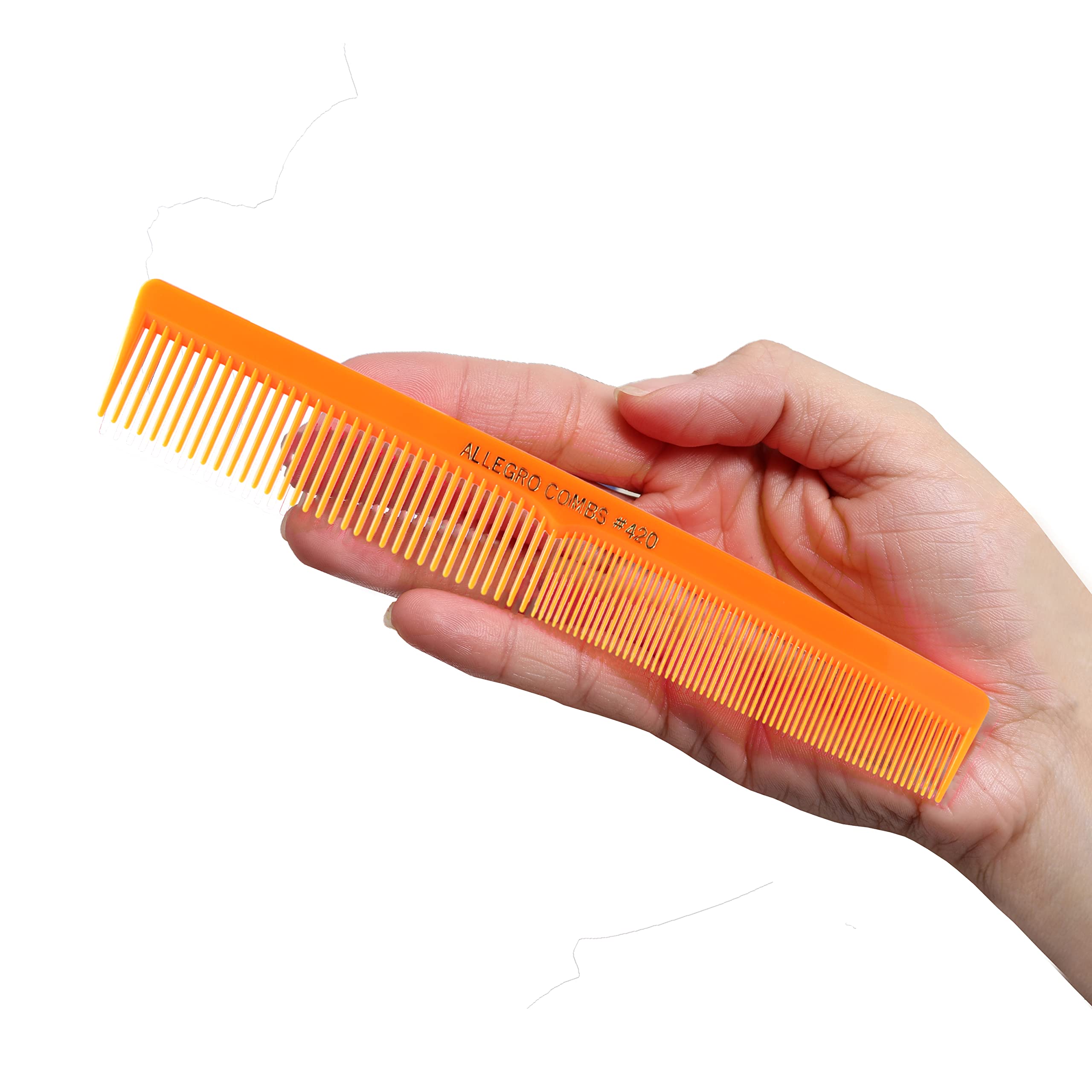 Professional 3-Piece Hair Cutting Comb Set for Men & Women - Barber Styling, Beard & Mustache Grooming, Braiding & Parting - Includes Toddler & Kids Combs - Neon Orange - Made in USA | Perfect for Salons, Home Haircuts & Travel Grooming
