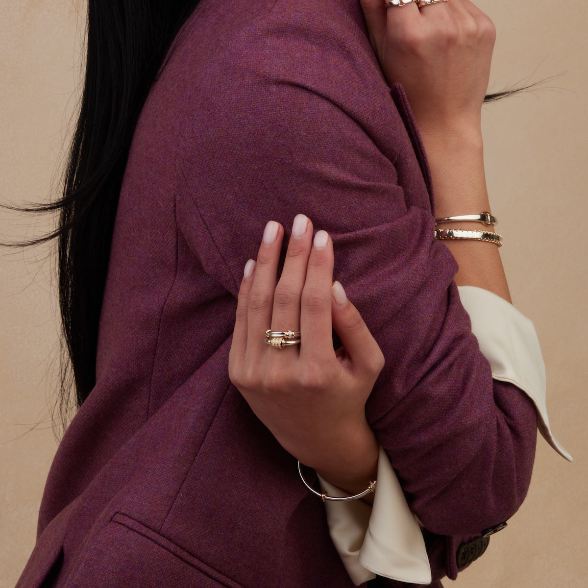 Two Tone Spinning Latch Ring - Elegant Adjustable Jewelry for Women | Perfect for Everyday Wear, Date Nights & Special Occasions