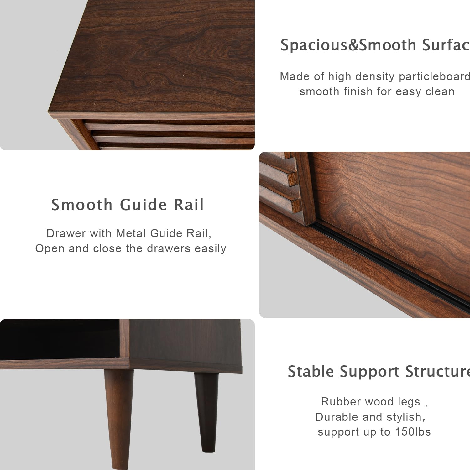 Mid-Century Modern TV Stand for 60-Inch TV - Brown Wooden Media Console with Storage Cabinet - Perfect for Living Room Home Entertainment & Stylish Décor
