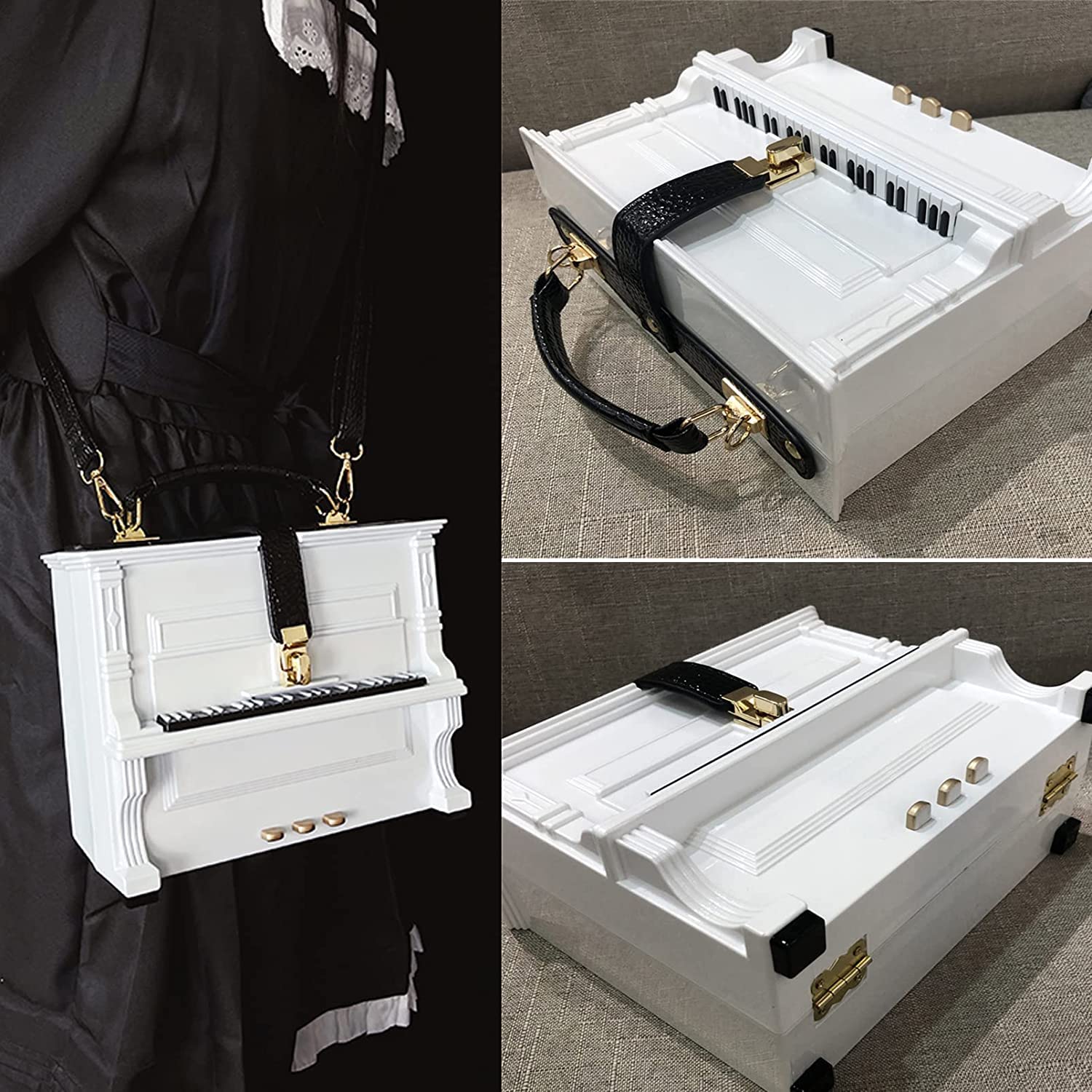 Stylish Piano-Shaped Women's Handbag - Designer Box Purse, Shoulder Bag & Crossbody Clutch for Parties & Evening Events | Elegant Ladies Fashion Accessory for Dinner Dates, Weddings & Special Occasions