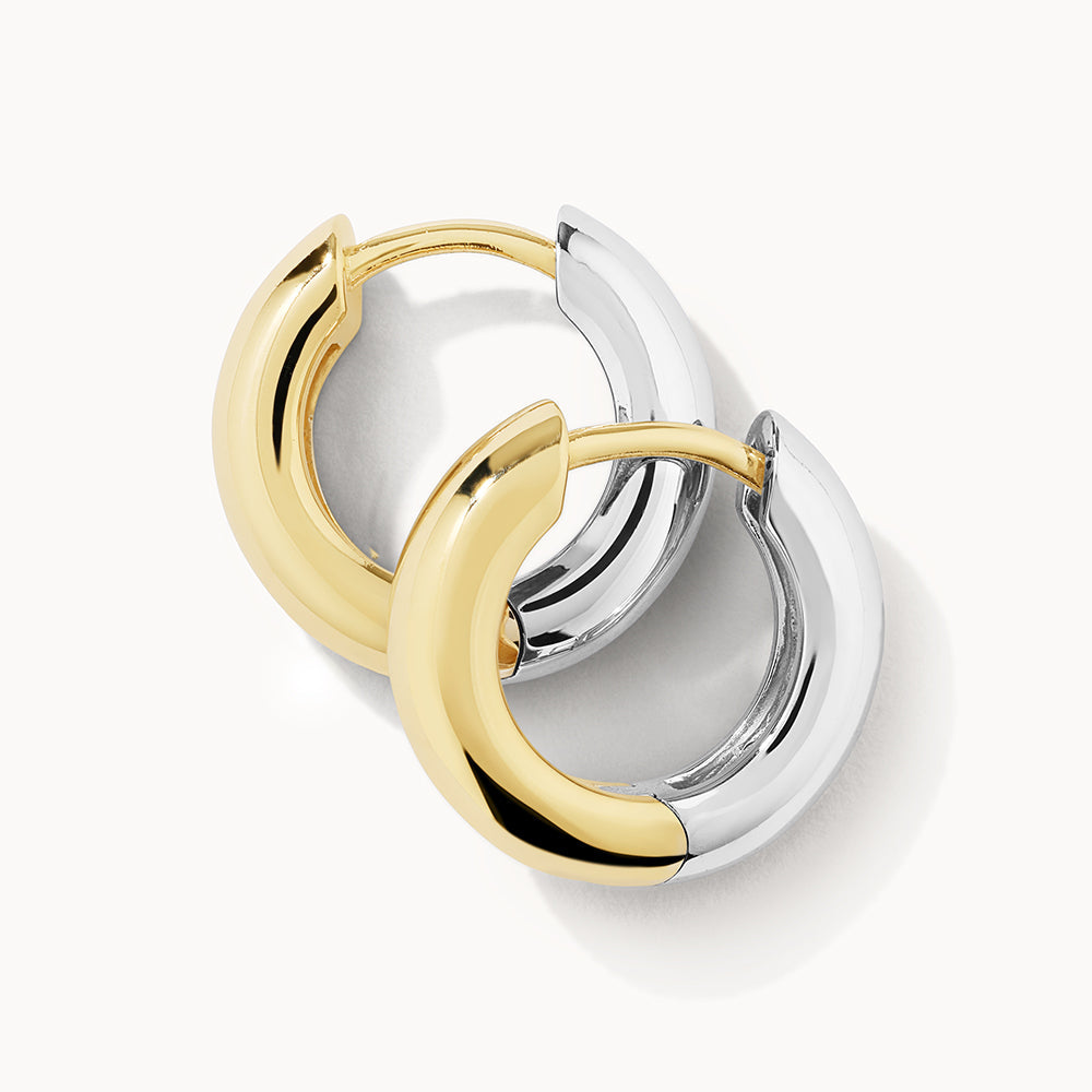 Mini Mixed Metal Reversible Hoop Earrings in Gold - Trendy Stackable Jewelry for Everyday Wear & Special Occasions