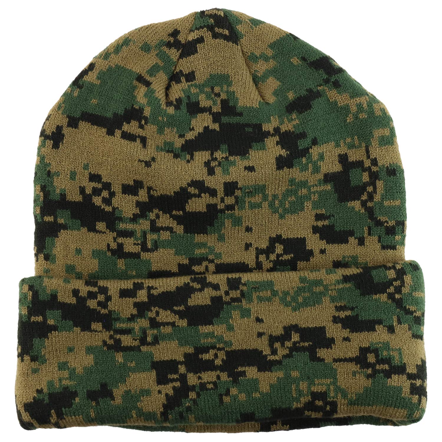 Trendy Winter Camo Cuff Folded Beanie Hat for Men & Women - Warm Fleece Lined Skull Cap - Outdoor Activities, Skiing, Snowboarding, Hiking