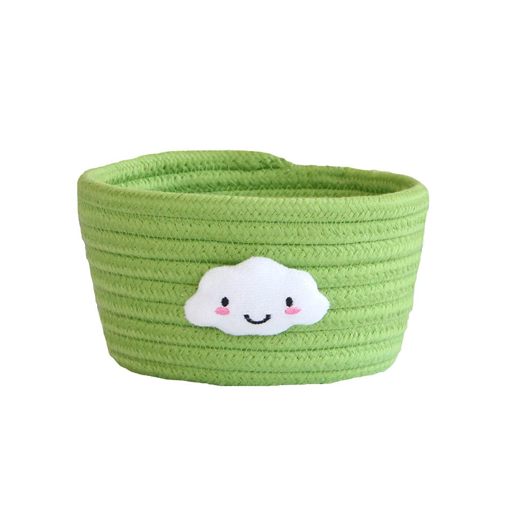 Cartoon Cotton Rope Storage Basket - White Woven Organizer Box for Home Decor, Table, Porch & Sundries | Perfect for Keys, Toys, Blankets & Cozy Home Organization