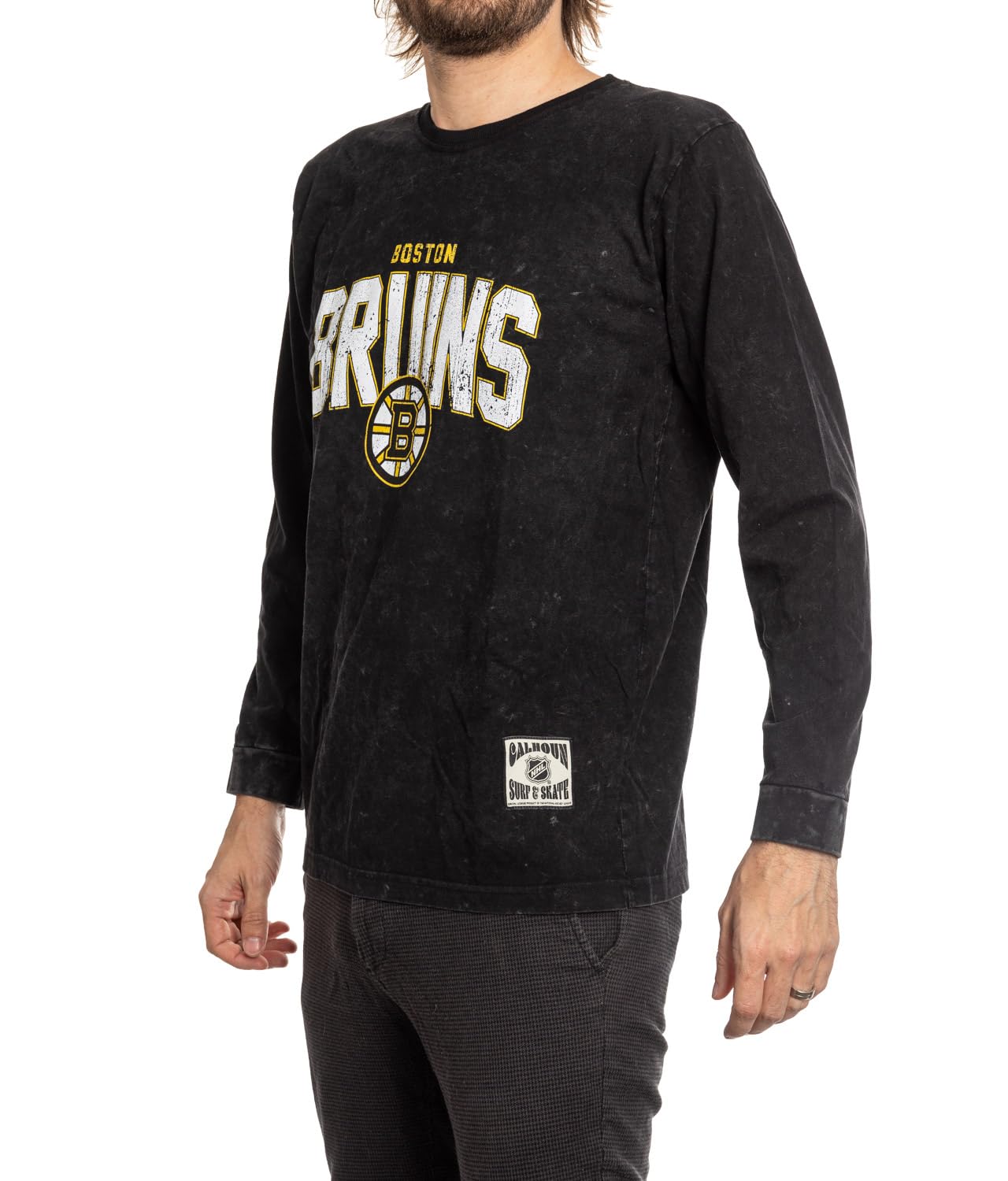 **Calhoun NHL Surf & Skate Men's Acid Wash Long Sleeve Cotton Shirt – Comfortable & Stylish for Surfing, Skating & Casual Wear**