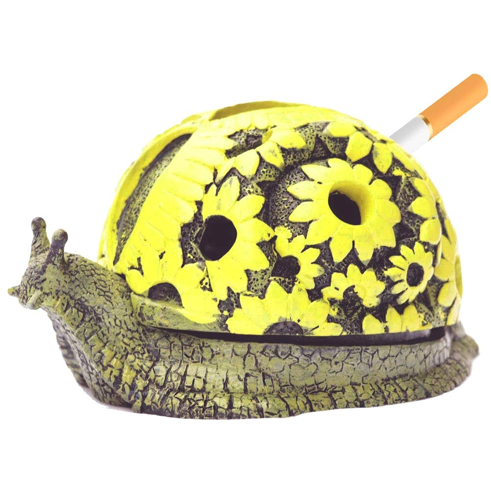 Booluee Creative Cartoon Snail Ashtray with Lid - Resin Cigarette Ash Holder for Indoor & Outdoor Use - Perfect for Home, Office, Patio, and Garden Smoking Areas