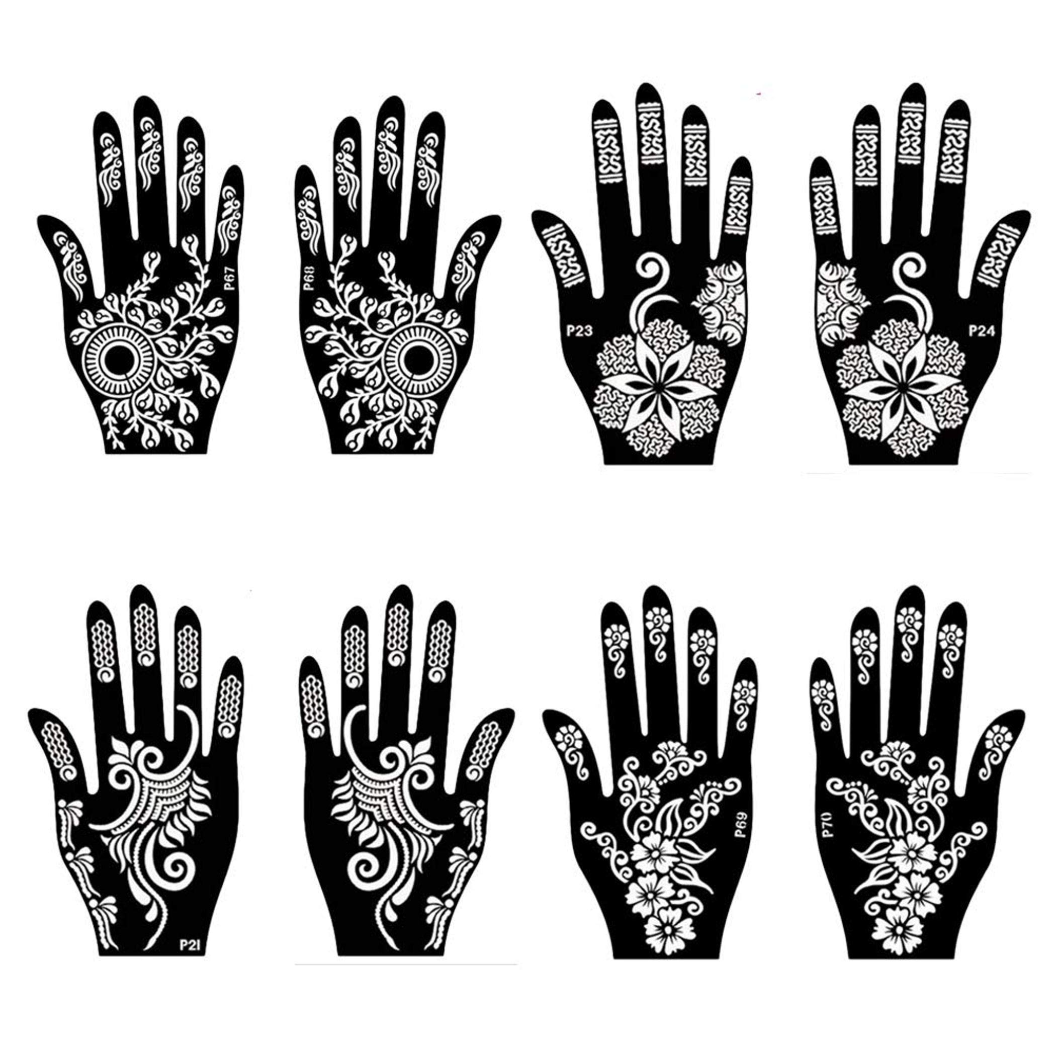 Premium Henna Stencils for Hands, Body, Fingers & Face - Mehndi Tattoo Templates for Women, Girls & Kids (Pack of 2) - NIV-328 | Perfect for Weddings, Festivals & DIY Body Art