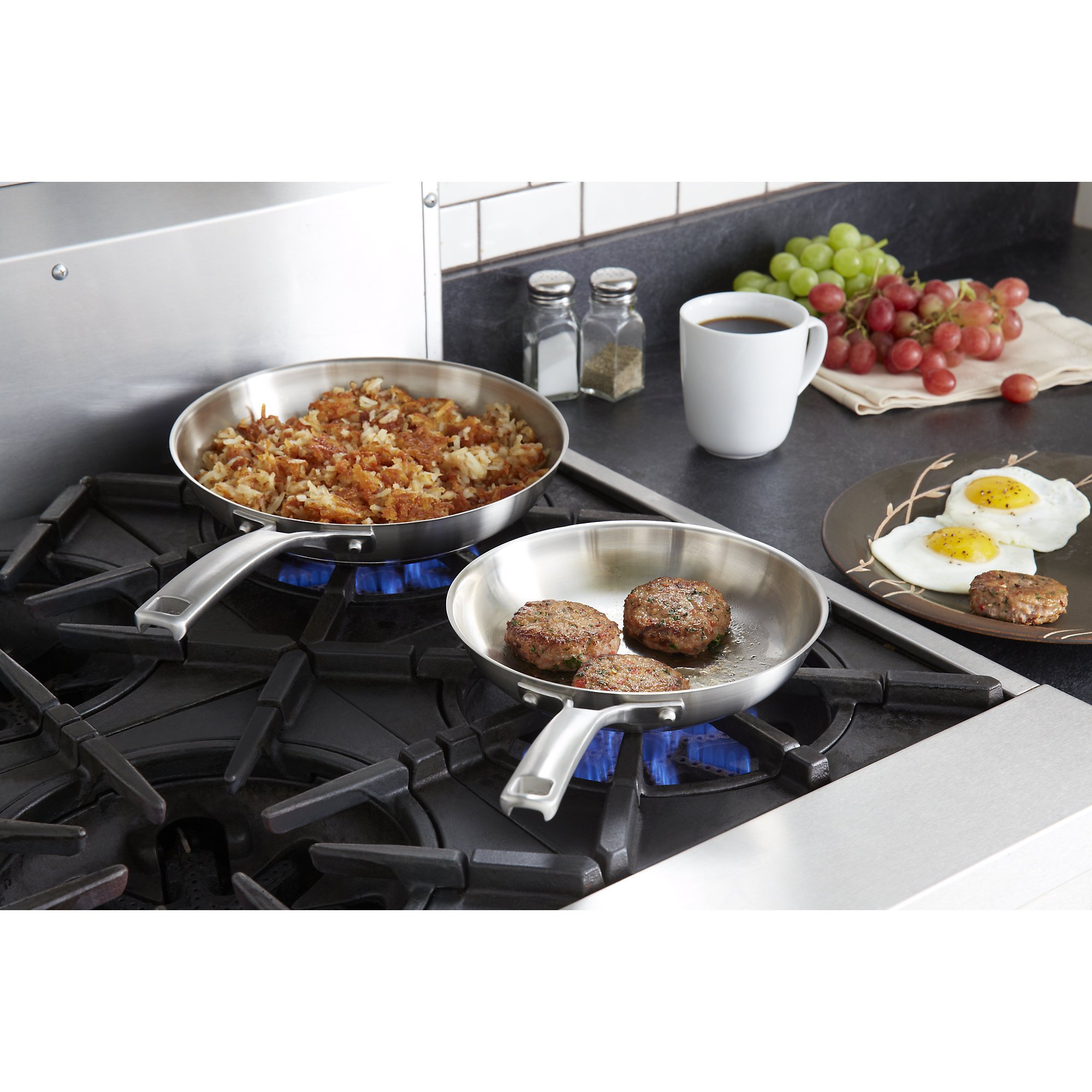 Calphalon Classic Stainless Steel 2-Piece Fry Pan Set - Nonstick Cookware for Professional & Home Cooking - Perfect for Searing, Frying & Sauteing